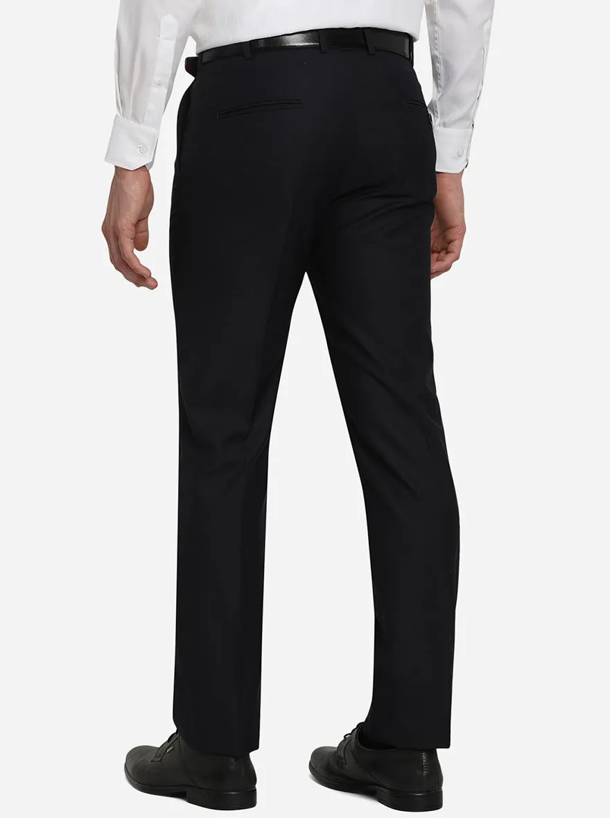 Navy Blue Solid Slim Fit Formal Trouser | Greenfibre