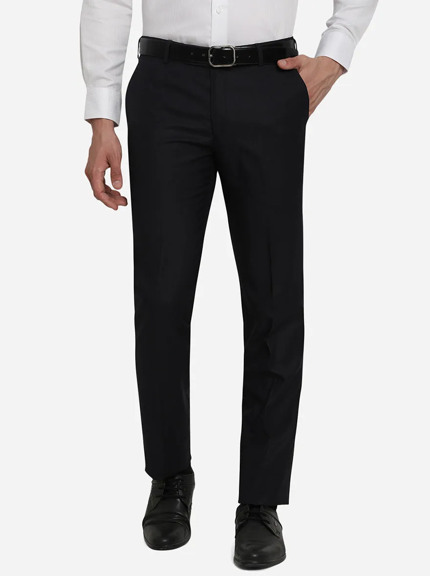 Navy Blue Solid Slim Fit Formal Trouser | Greenfibre
