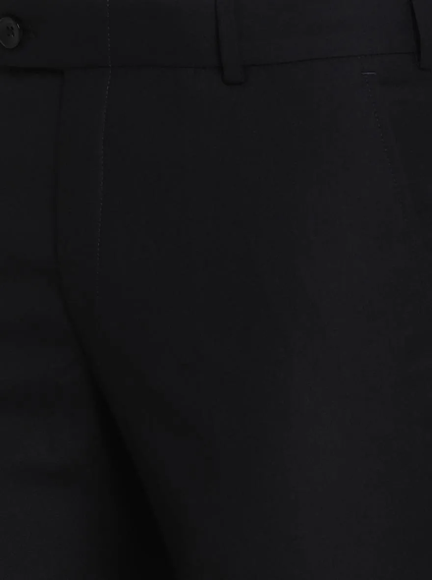 Navy Blue Solid Slim Fit Formal Trouser | Greenfibre