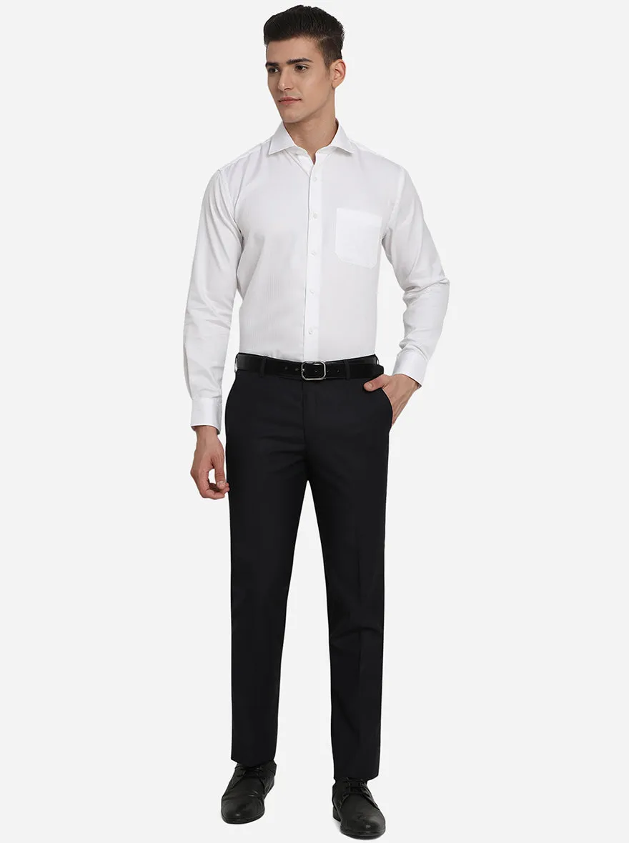 Navy Blue Solid Slim Fit Formal Trouser | Greenfibre