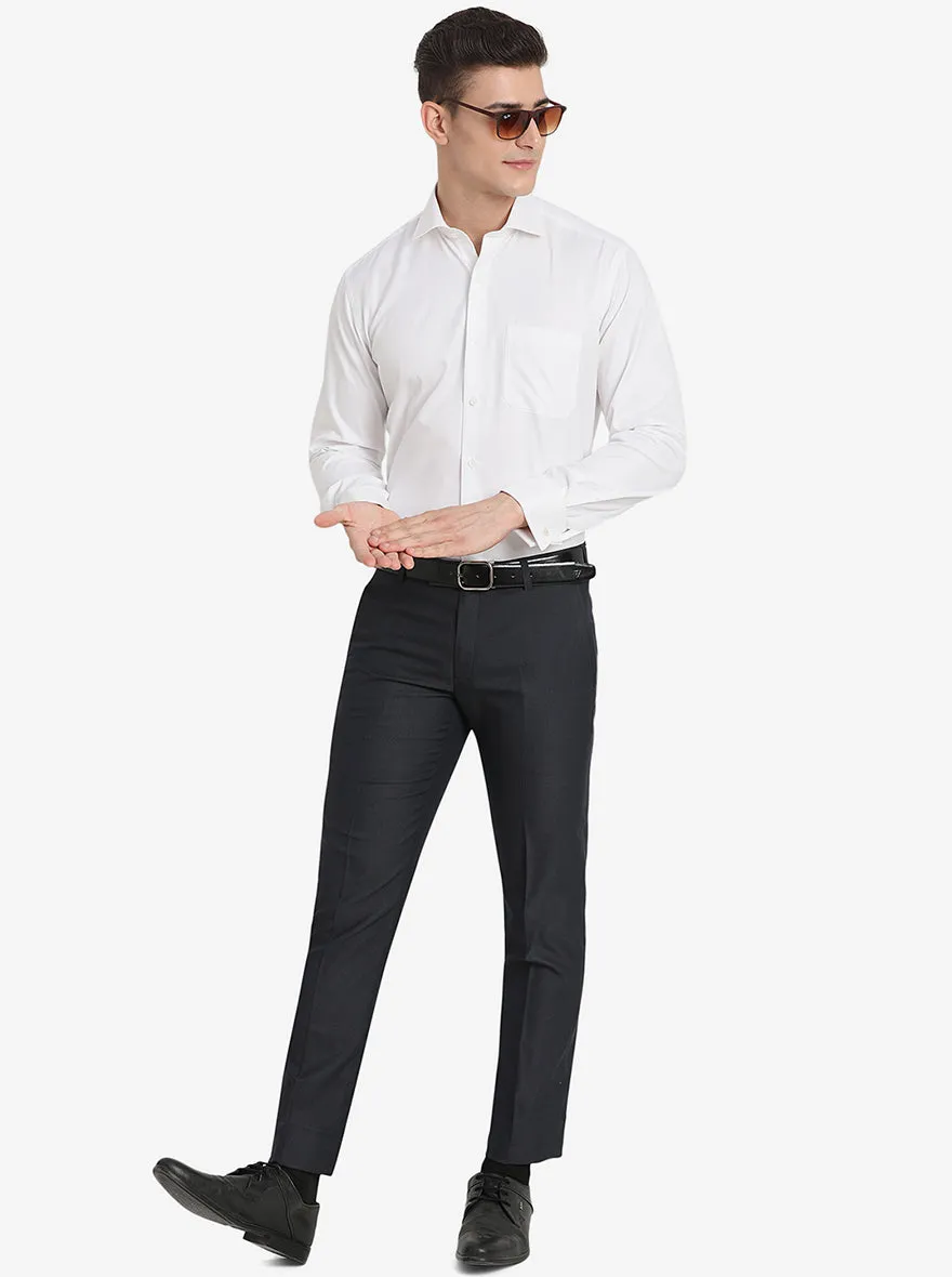 Navy Blue Solid Super Slim Fit Formal Trouser | Greenfibre