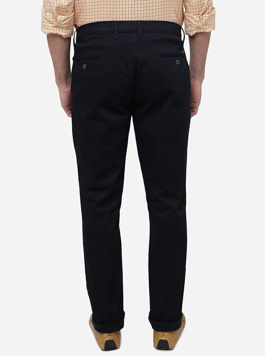Navy Blue Solid Uno Fit Casual Trouser | JadeBlue