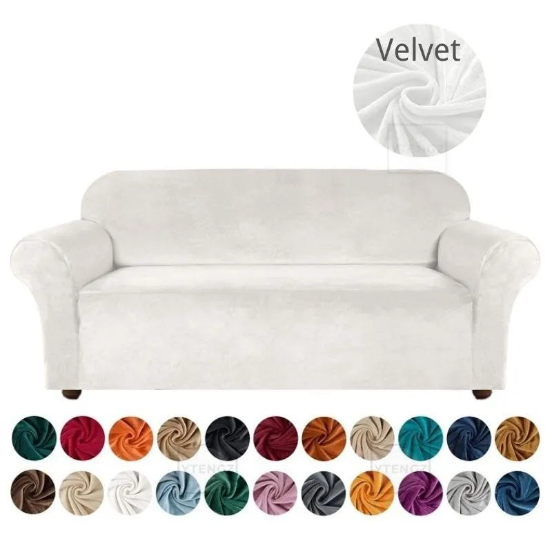 New H. Versailtex 1 Piece Loveseat Slipcover with Non Slip Straps Underneath The Furniture, Crafted from Thick Comfy Rich Velour Velvet (Loveseat 58"-72", Off White) Retails $70 