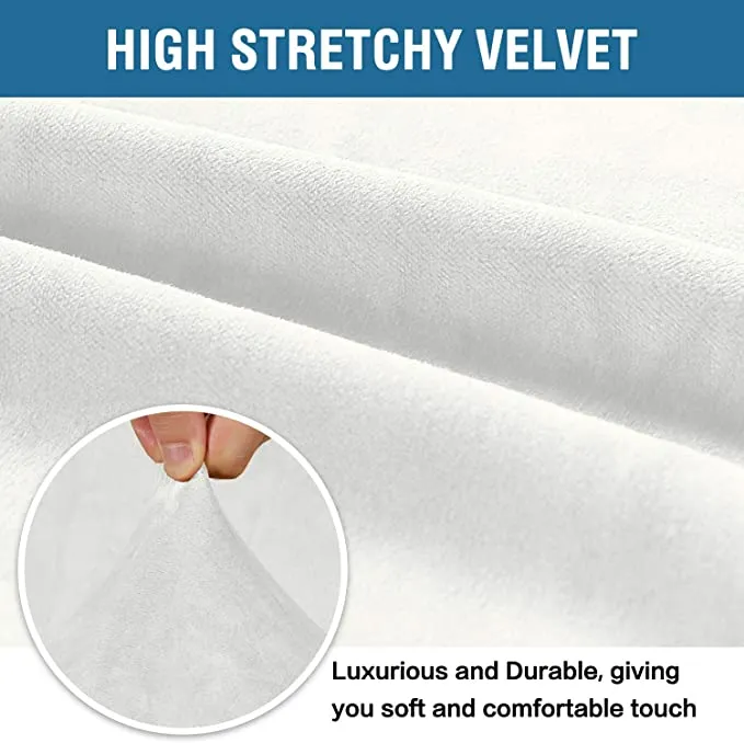 New H. Versailtex 1 Piece Loveseat Slipcover with Non Slip Straps Underneath The Furniture, Crafted from Thick Comfy Rich Velour Velvet (Loveseat 58"-72", Off White) Retails $70 
