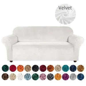 New H. Versailtex 1 Piece Loveseat Slipcover with Non Slip Straps Underneath The Furniture, Crafted from Thick Comfy Rich Velour Velvet (Loveseat 58"-72", Off White) Retails $70 