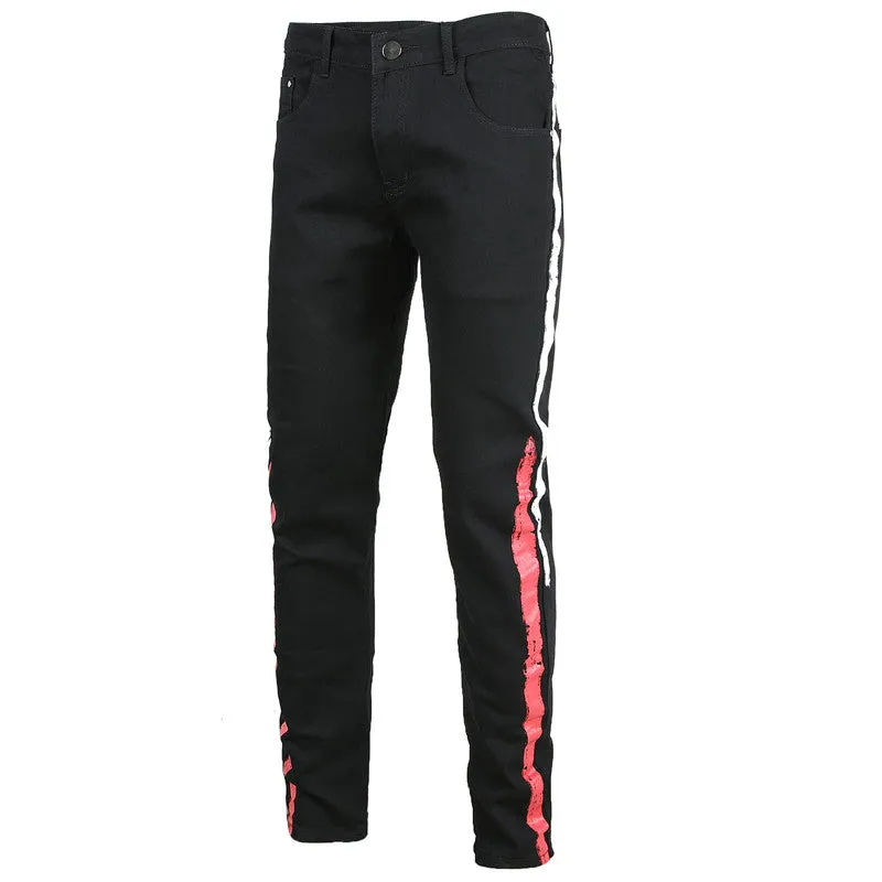 New Men's Pencil Pants Men's Jeans Skinny Mid Waist Jeans