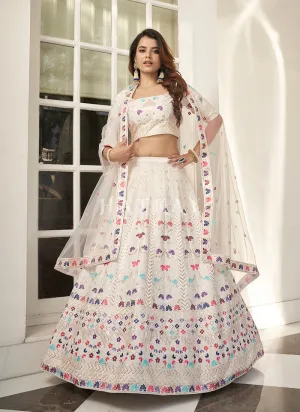 Off White Multi Embroidered Traditional Lehenga Choli