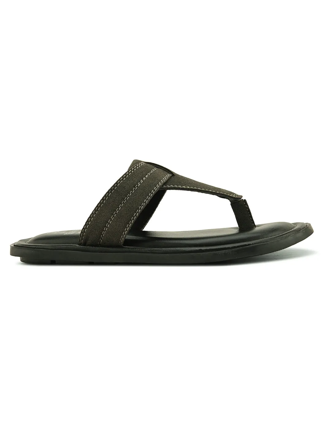 Olive Green Leather Thong Sandal
