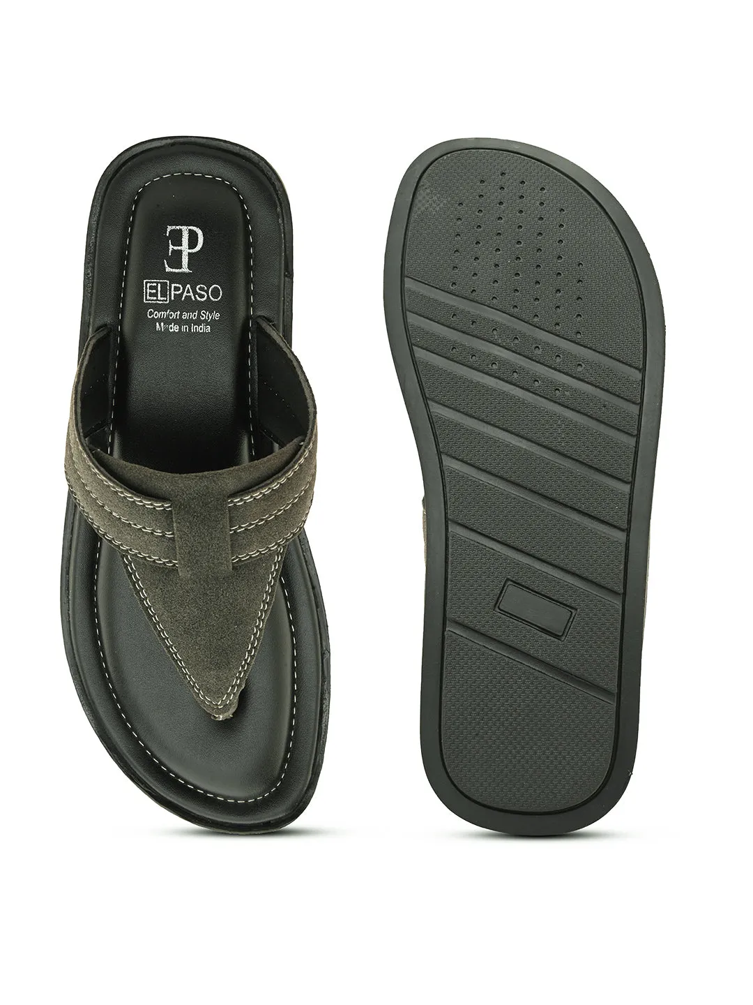 Olive Green Leather Thong Sandal