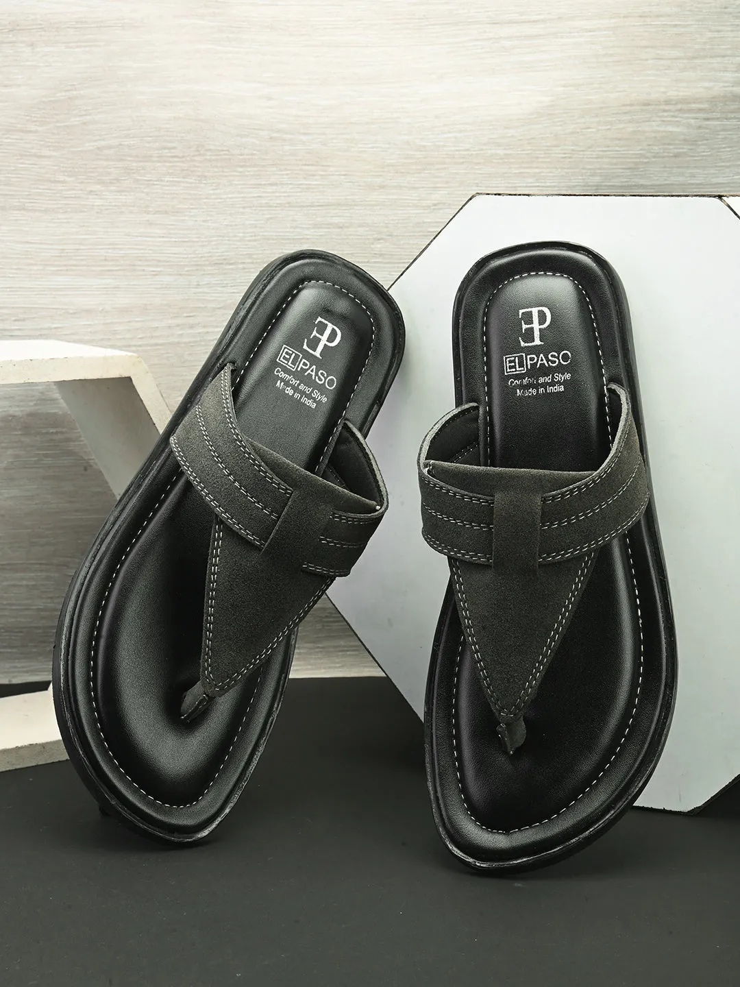 Olive Green Leather Thong Sandal