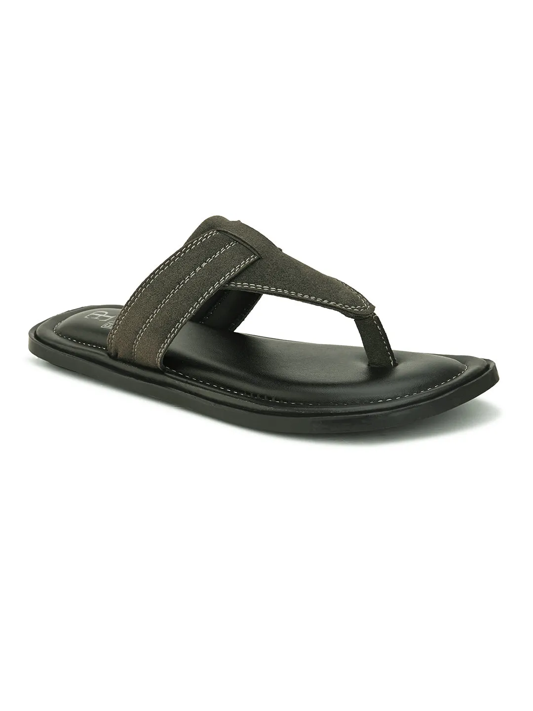 Olive Green Leather Thong Sandal
