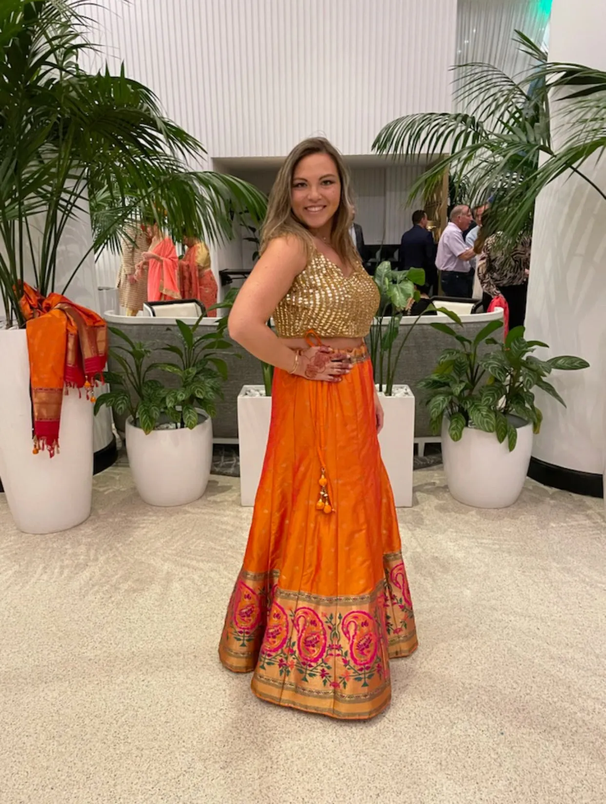 Orange Banarasi Lehenga