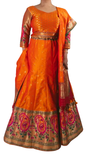 Orange Banarasi Lehenga