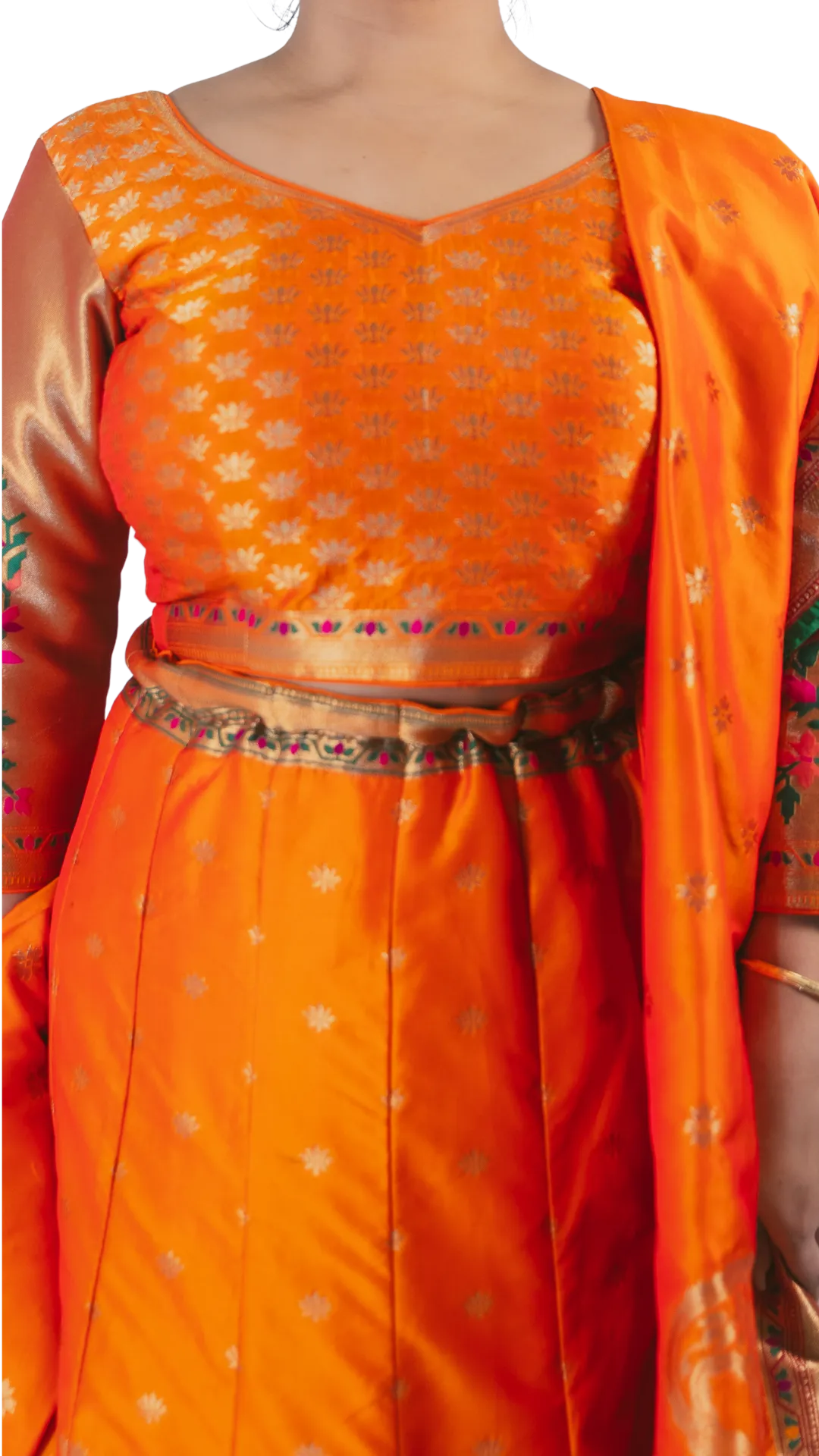 Orange Banarasi Lehenga