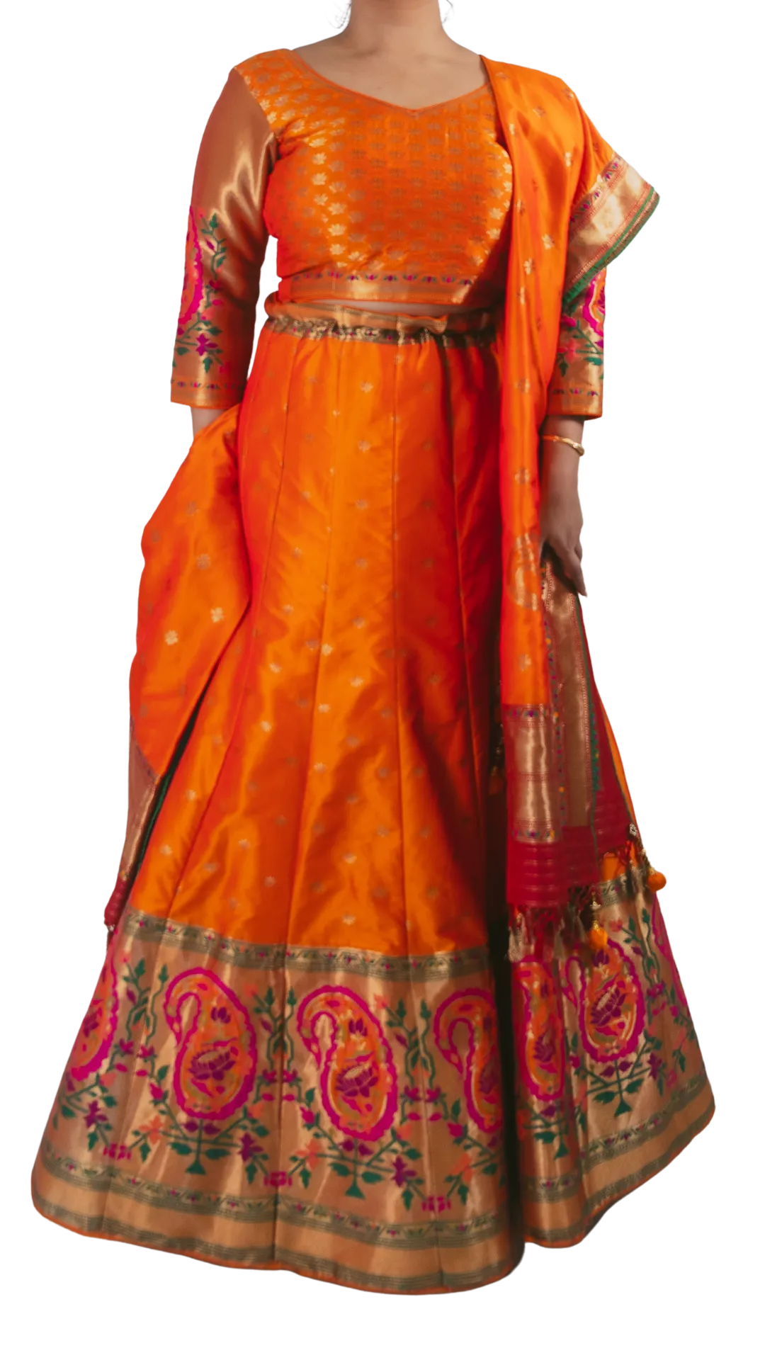 Orange Banarasi Lehenga