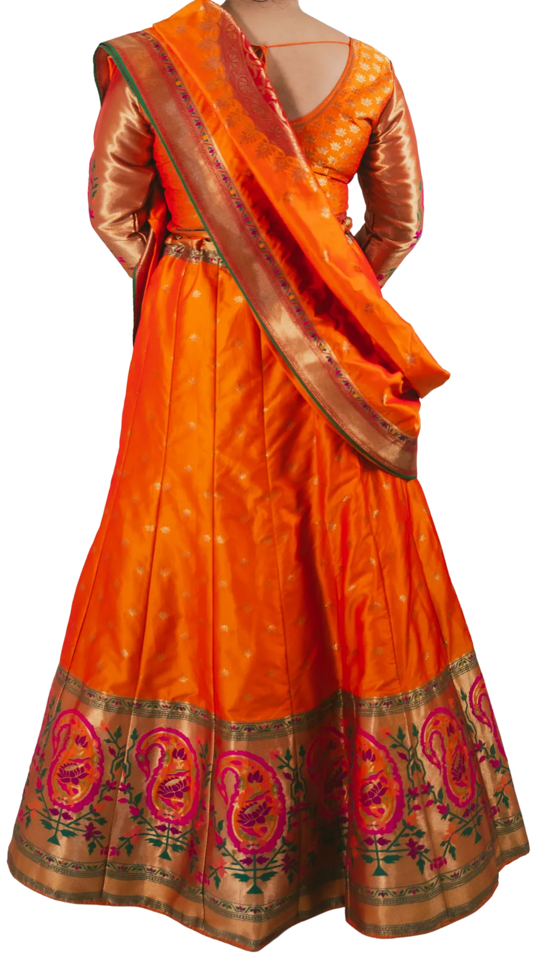 Orange Banarasi Lehenga
