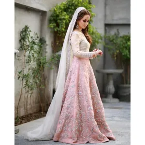 Pakistani Bridal Dress for Walima in Soft Colors # B2061