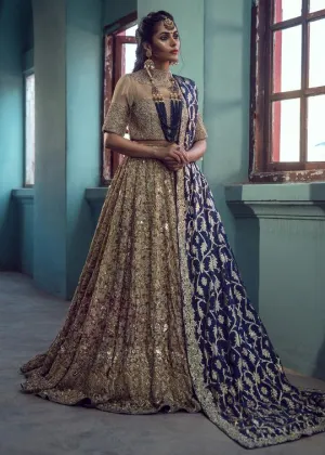 Pakistani Bridal Lehenga Dress in Rich Gold Color #BS31