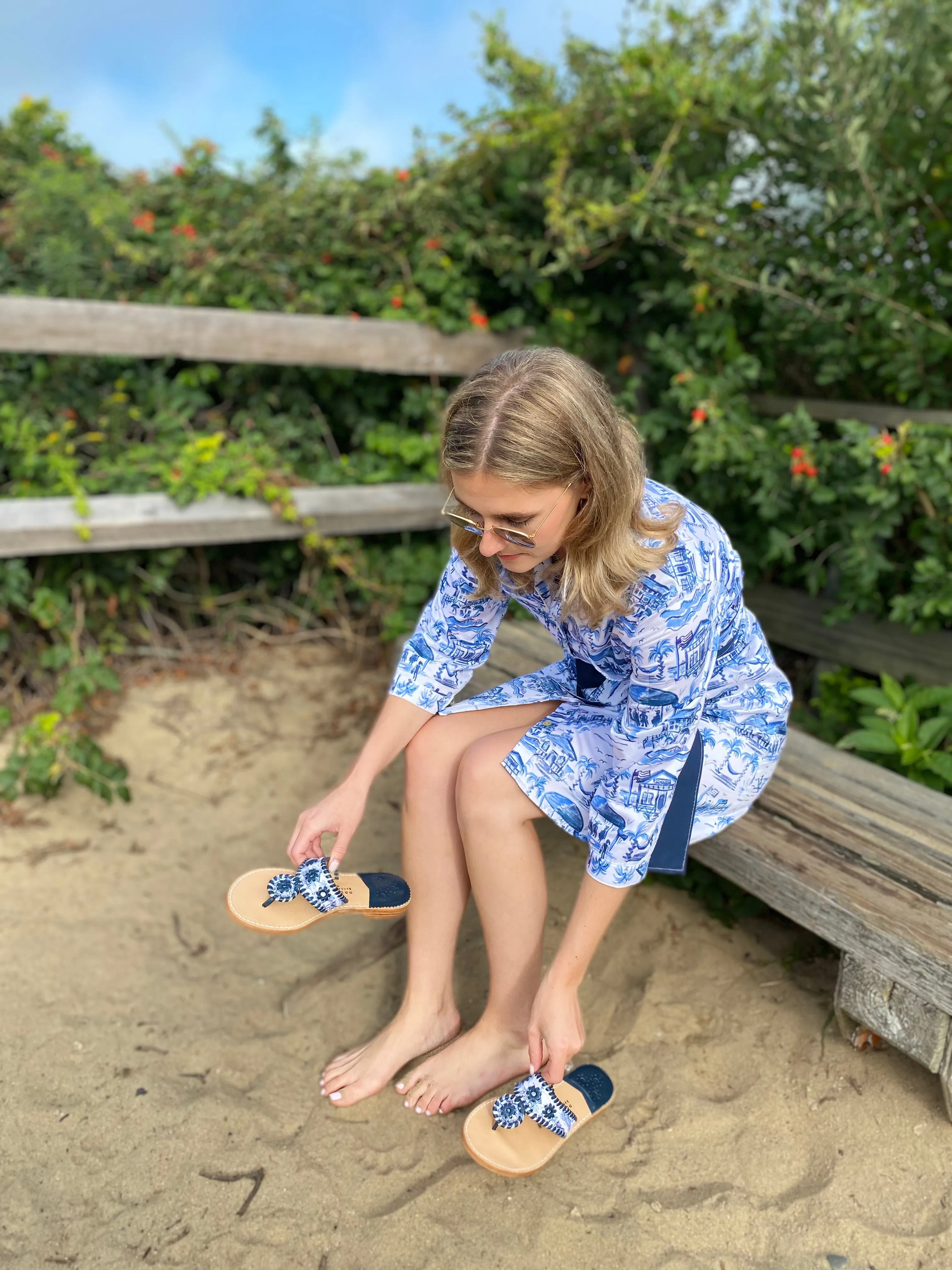 Palm Beach Sandals X Susan Albright Pawleys Toile
