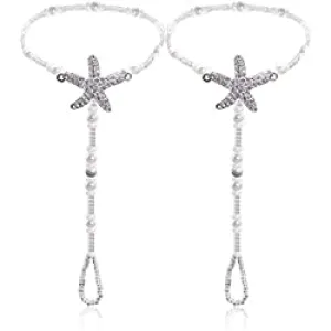 Pearl Ankle Chain, Barefoot Sandals with Starfish