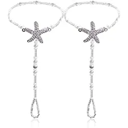 Pearl Ankle Chain, Barefoot Sandals with Starfish