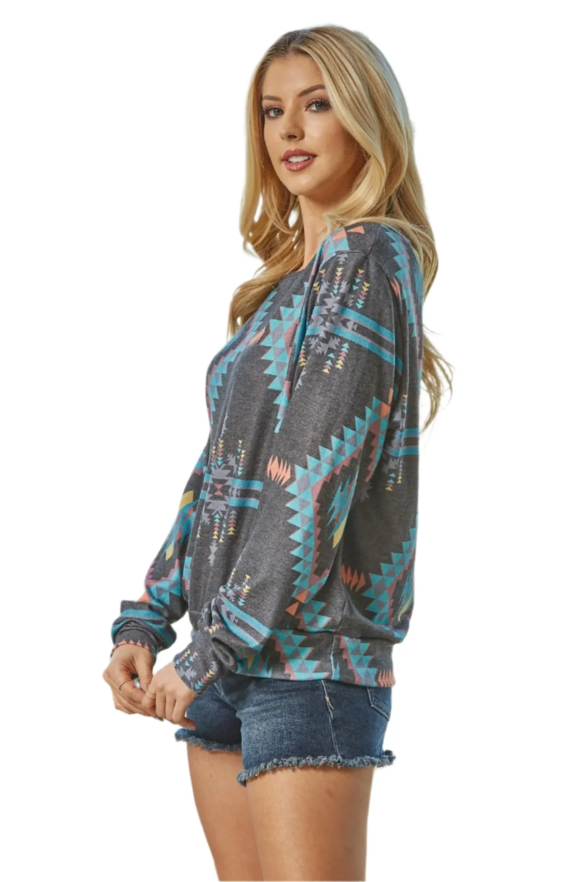 PHOEBE TOP - BLACK/TURQUOISE