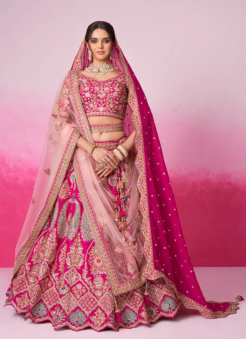 Pink And Gold Embroidered Bridal Lehenga Choli