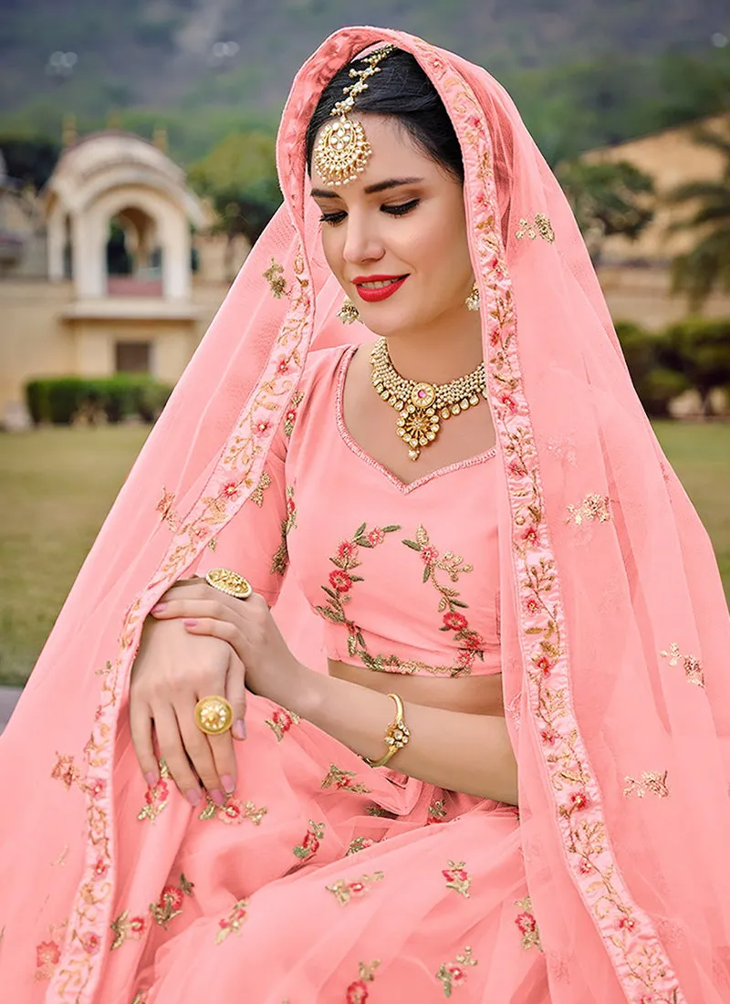 Pink Multi Embroidery Traditional Lehenga Choli