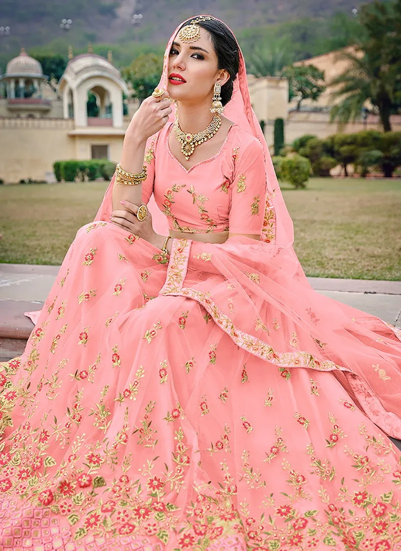 Pink Multi Embroidery Traditional Lehenga Choli