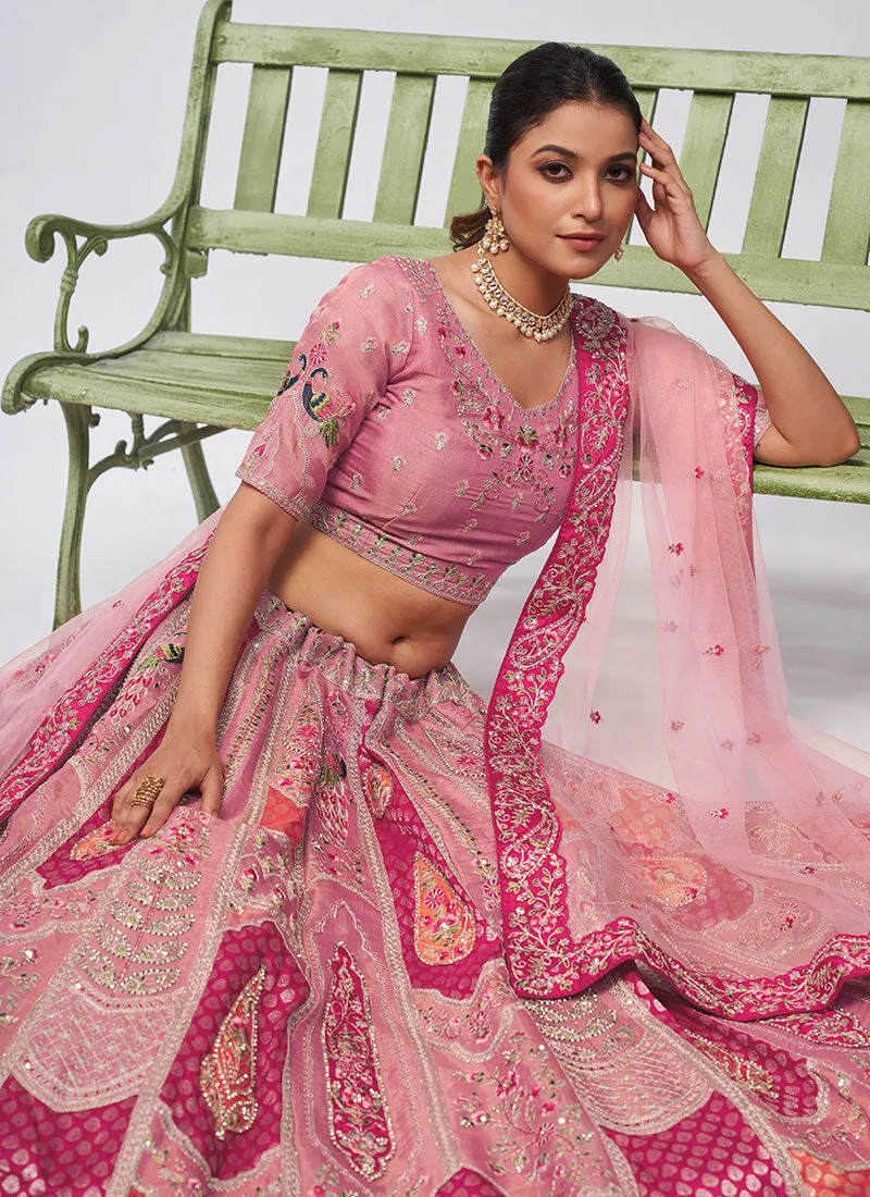 Pink Multi Embroidery Wedding Lehenga Choli