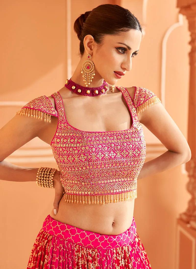 Pink Sequence Embroidery Festive Lehenga Choli