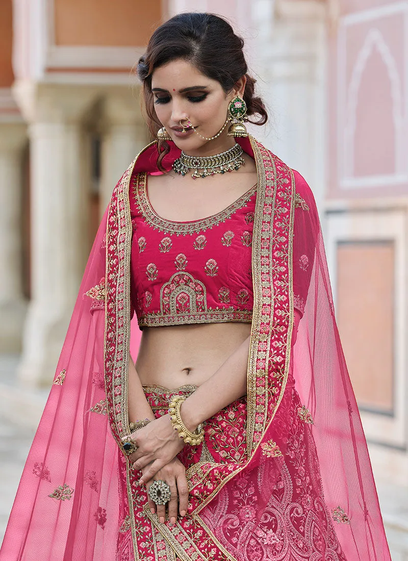 Pink Zari And Zarkan Embroidered Lehenga Choli And Dupatta