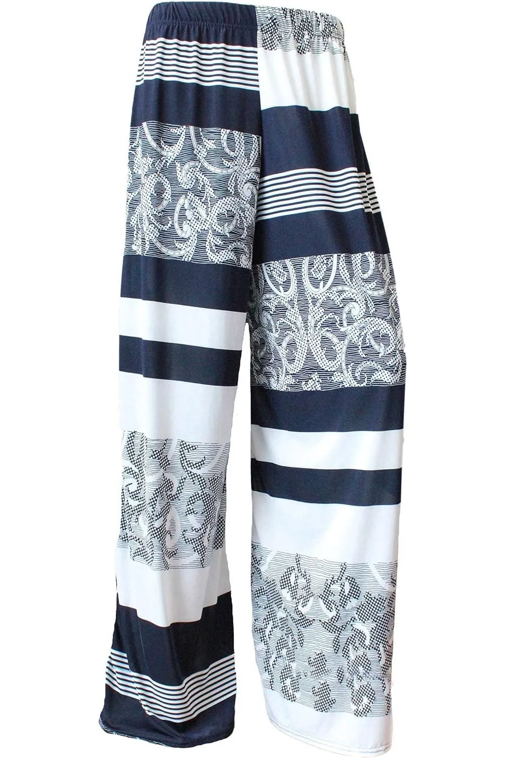 Plus Size Navy Abstract Print Palazzo Trouser