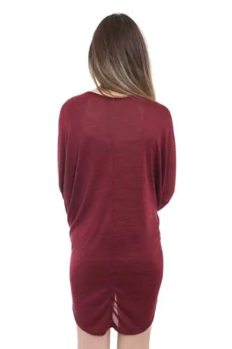 Plus Size Plain Batwing Dip Hem Baggy Top