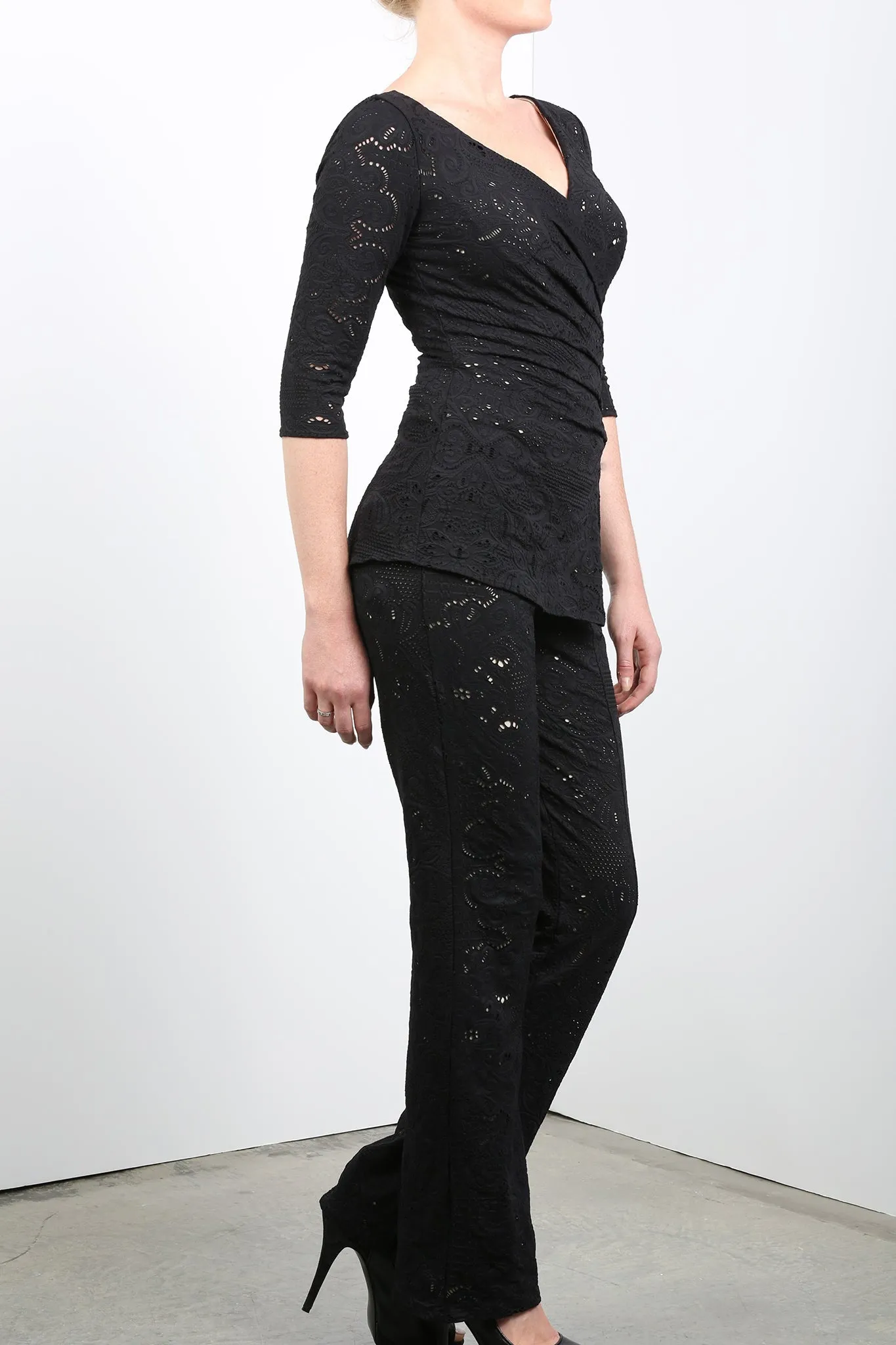 POEMA Eyelet Pants Black
