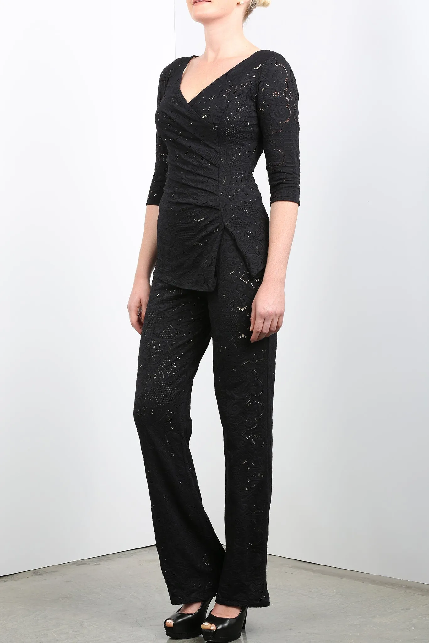 POEMA Eyelet Pants Black