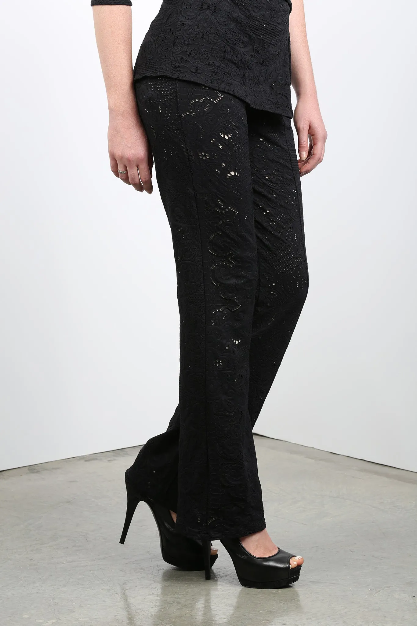 POEMA Eyelet Pants Black