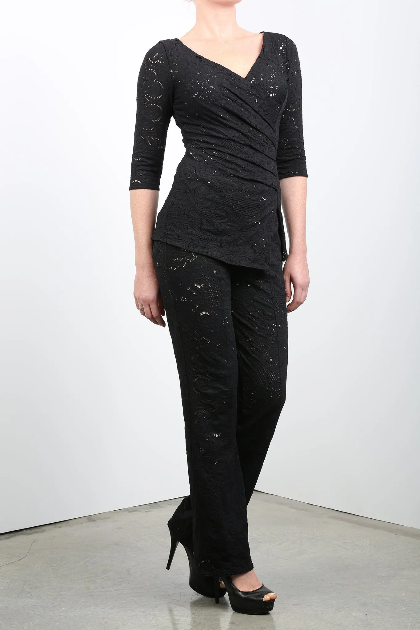 POEMA Eyelet Pants Black