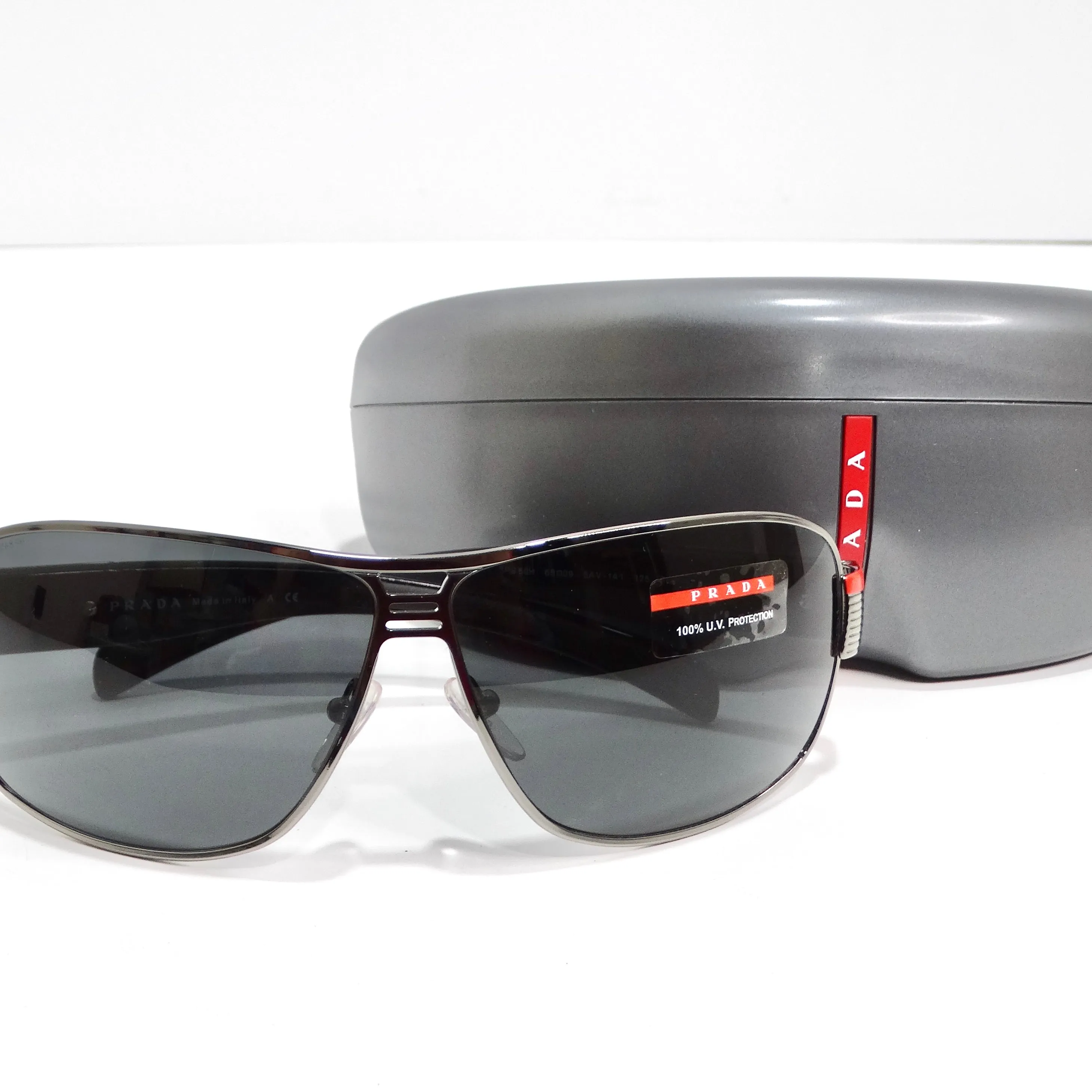 Prada 1990s Silver Tone Aviator Sunglasses