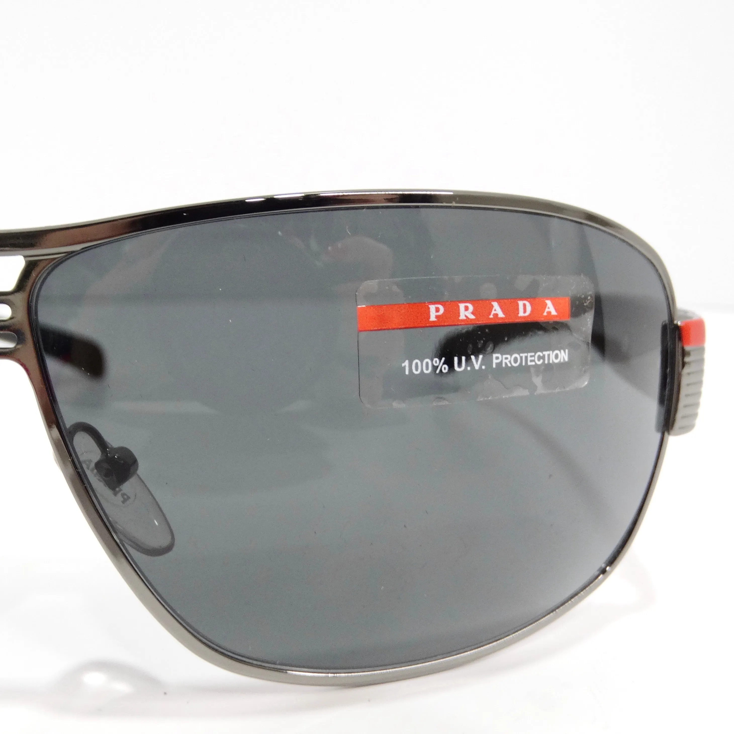 Prada 1990s Silver Tone Aviator Sunglasses