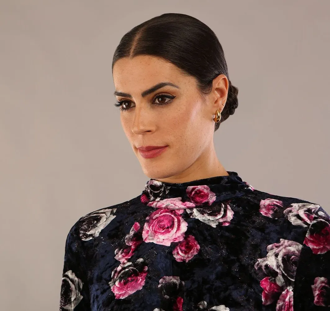 (PRE-ORDER) Firenze High-Neck Floral Velvet Wrap Dress