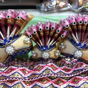 Premium Velvet Pagadi Milk White Costume for Lord Jagannath Balabhadra Subhadra