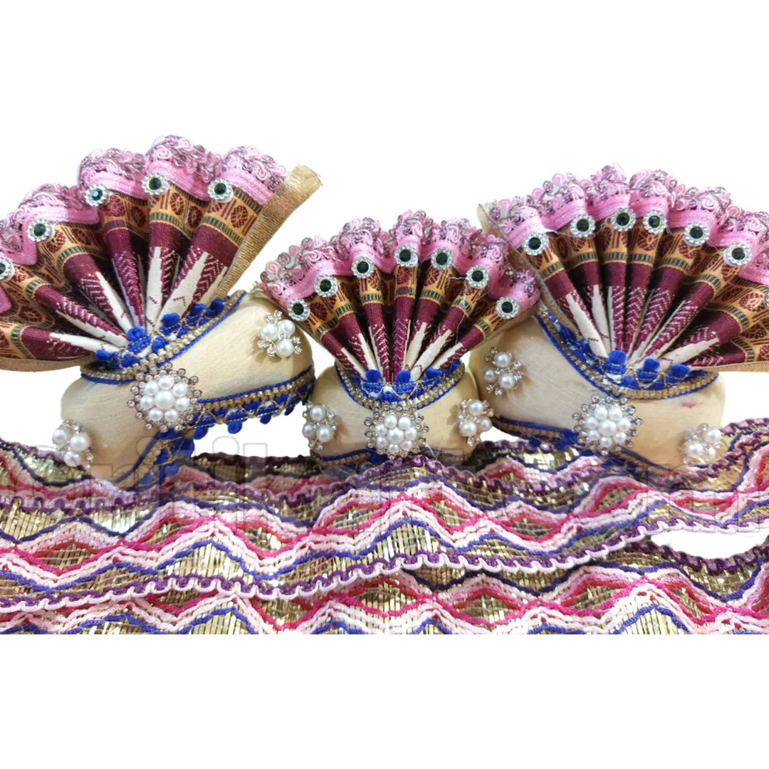 Premium Velvet Pagadi Milk White Costume for Lord Jagannath Balabhadra Subhadra