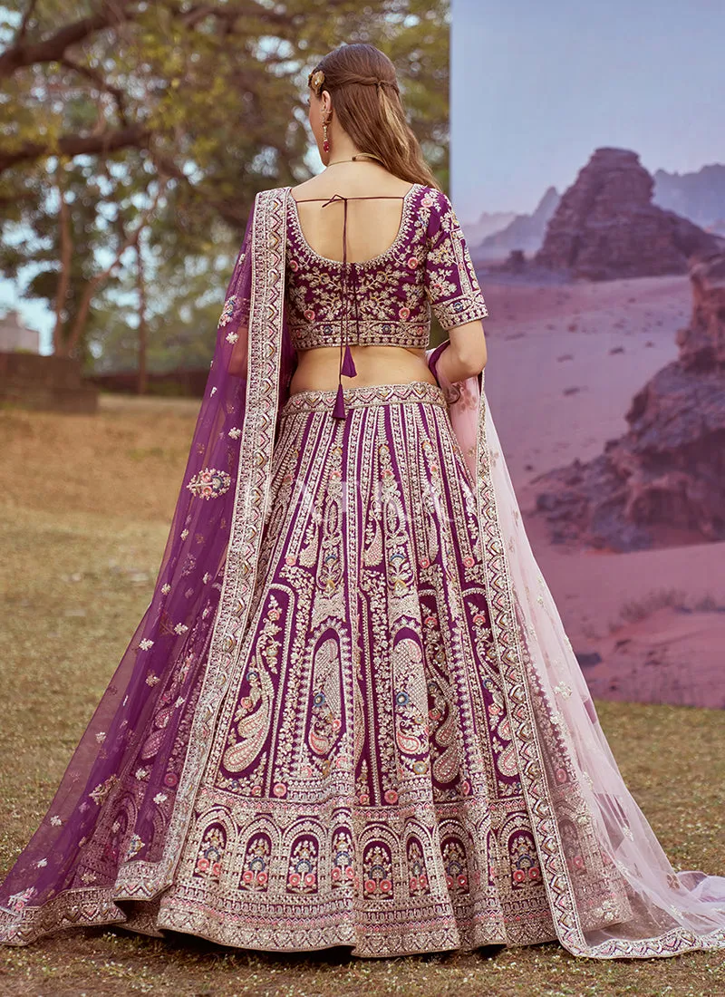 Purple Multi Embroidered Bridal Lehenga Choli
