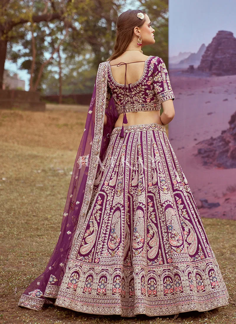 Purple Multi Embroidered Bridal Lehenga Choli