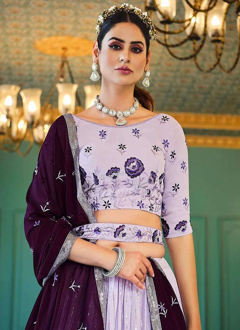 Purple Sequence Embroidery Bollywood Lehenga Choli