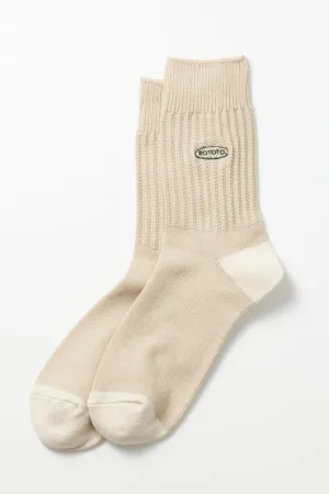 R1528 90's Logo Crew Sock Beige