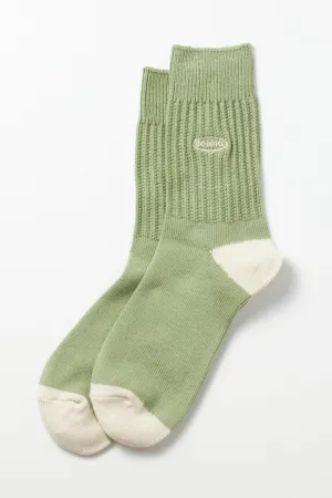 R1528 90's Logo Crew Sock Sage Green
