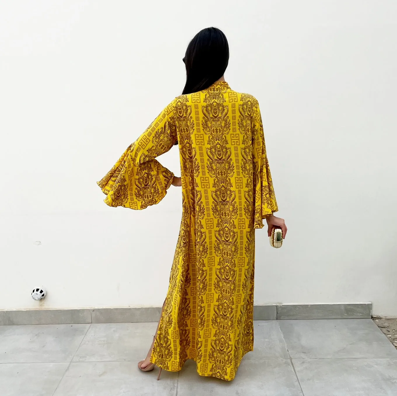 RAM21 YELLOW AMAL PRINTED SHIRT DRESS
