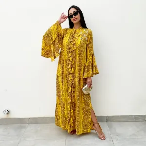 RAM21 YELLOW AMAL PRINTED SHIRT DRESS